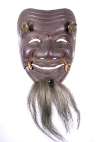 JAPANESE CAST IRON NOH THEATRE MASK