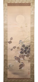JAPANESE SCROLL IN BOX, GROUSE, 1930'S