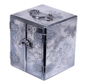 JAPANESE STERLING SILVER CASED JEWELRY BOX