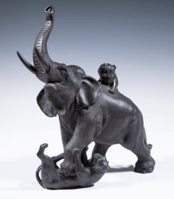 LATE 19TH C. JAPANESE BRONZE SCULPTURAL GROUP