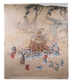 MEIJI JAPANESE 19TH C. W/C ON SILK, UNFRAMED