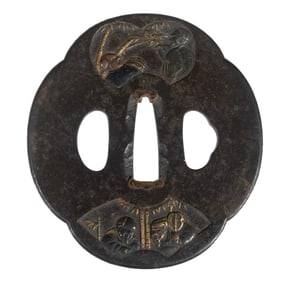 18TH C. JAPANESE MIXED METAL SWORD TSUBA
