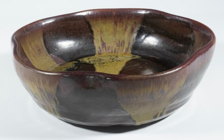 JAPANESE ARTISAN SIGNED POTTERY IKEBANA BOWL