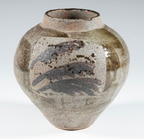 JAPANESE MASHIKO ART POTTERY OVOID JAR