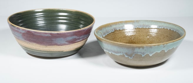 (2) JAPANESE ART POTTERY BOWLS