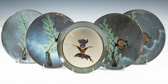(5) JAPANESE MASHIKO POTTERY PLATES