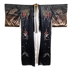 JAPANESE EMBROIDERED SILK DRAGON ROBE