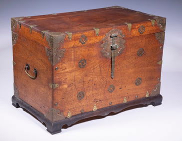 19TH C. KOREAN METAL DECORATED CHEST