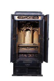 COMPLEX 19TH C. TWO-PART JAPANESE HOME ALTAR