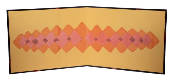 JAPANESE TWO-FOLD MODERNIST FOLDING SCREEN, UNSIGNED