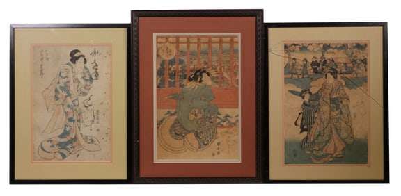 (3) EARLY 19TH C. JAPANESE WOODBLOCK PRINTS