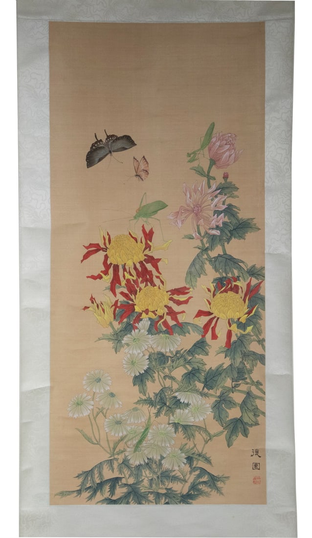 MID-20TH C JAPANESE PAINTED SCROLL (1 of 3)
