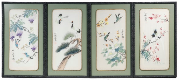 (4) PAINTED JAPANESE SILK PANELS