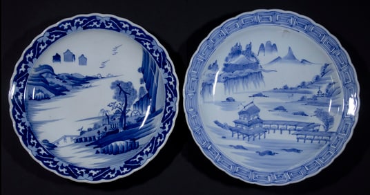 (2) JAPANESE BLUE & WHITE CHARGERS
