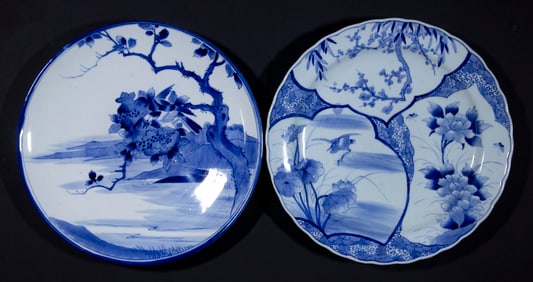 (2) JAPANESE BLUE AND WHITE CHARGERS