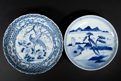 (2) JAPANESE BLUE & WHITE PORCELAIN CHARGERS