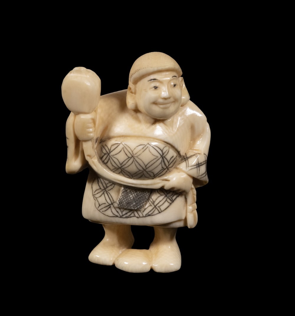 19TH C. JAPANESE IVORY NETSUKE, SIGNED (1 of 3)