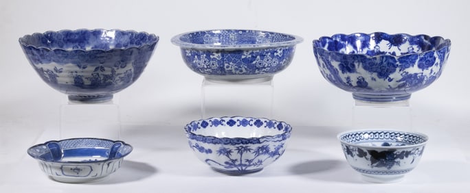 JAPANESE BLUE & WHITE PORCELAIN BOWLS