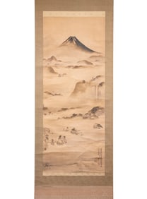 19TH C. JAPANESE INK SCROLL, UNFRAMED, BOXED