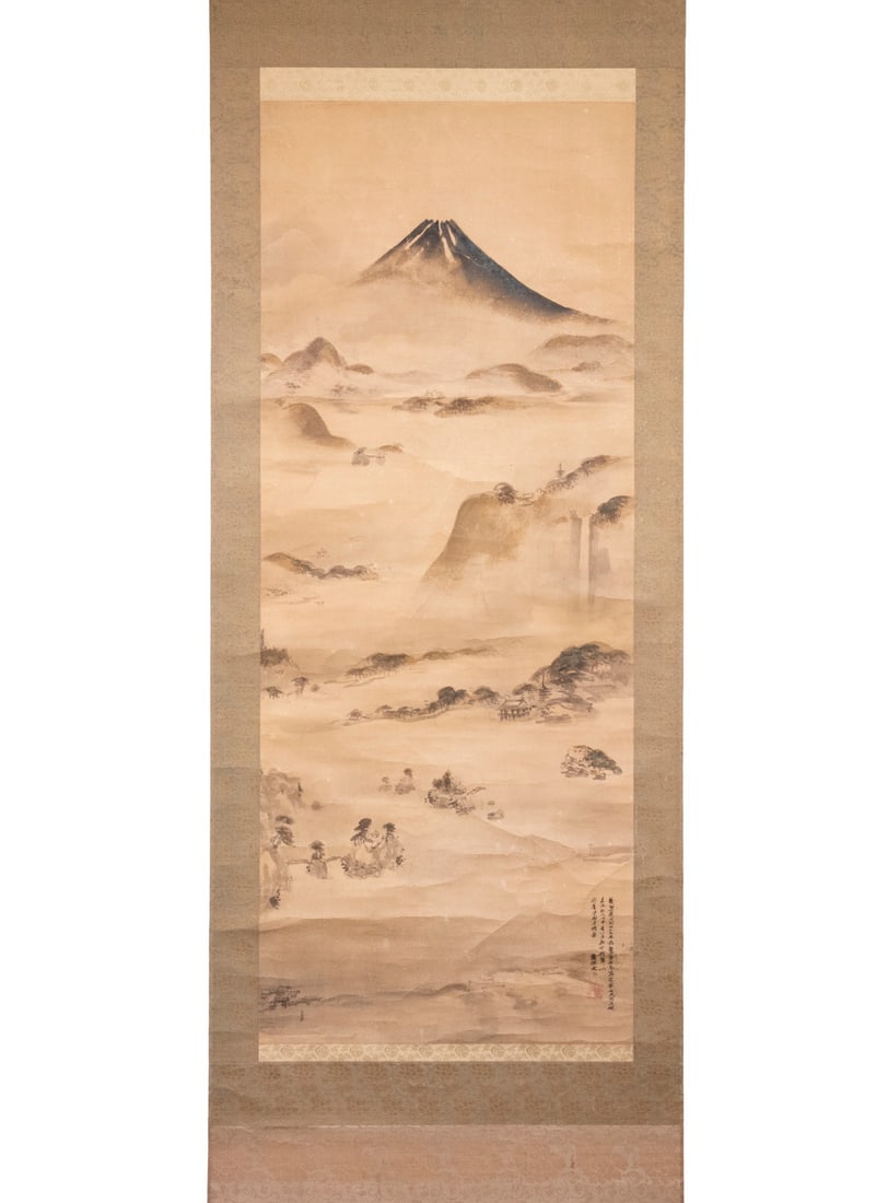 19TH C. JAPANESE INK SCROLL, UNFRAMED, BOXED (1 of 3)