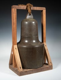 JAPANESE BRONZE BELL ON STAND