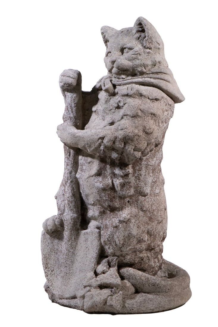 VINTAGE CEMENT CAT GARDEN FIGURE