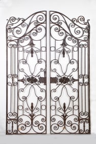 19TH C. TWO-PART FORGED IRON GARDEN GATE