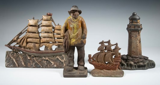 (4) CAST IRON NAUTICAL DOORSTOPS