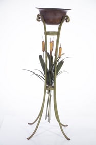 PAINTED IRON CAT TAIL PLANTER