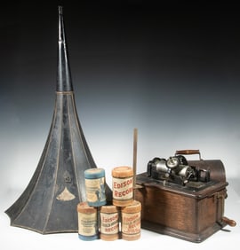 EDISON STANDARD CYLINDER PHONOGRAPH & CYLINDERS