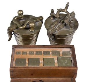 (3) SETS OF GERMAN BRONZE APOTHECARY WEIGHTS