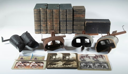 STEREOVIEW CARD COLLECTION & (4) VIEWERS