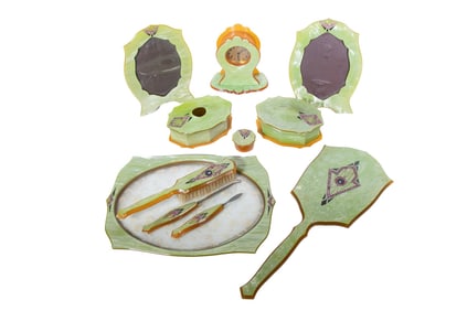 (11 PC) ART DECO CELLULOID VANITY SET