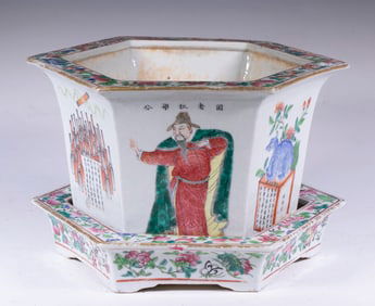 CHINESE FAMILLE ROSE WUSHUANGPU PORCELAIN JARDINIERE
