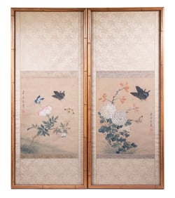 PAIR OF SILK PAINTINGS IN STYLE OF SHEN QUAN, FRAMED