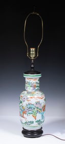CHINESE FAMILLE VERTE PORCELAIN VASE, AS A LAMP
