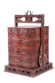 CHINESE FIVE-TIERED WEDDING FOOD BOX, 19TH CENTURY