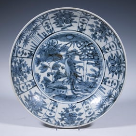 CHINESE BLUE AND WHITE PORCELAIN LOW BOWL