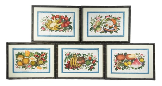 (5) CHINESE PITH PAINTINGS, FRAMED