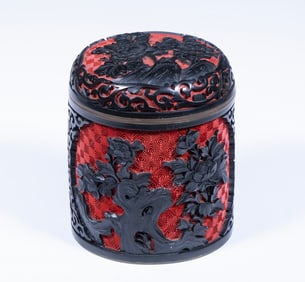 RED CINNABAR & BLACK LACQUER CONTAINER