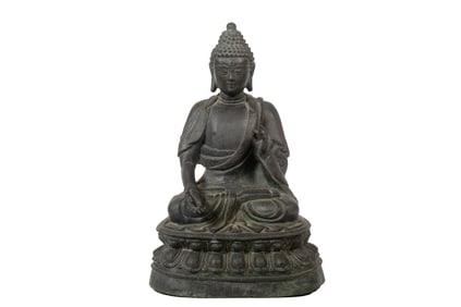 18TH C. THAI/SINO BRONZE BUDDHA