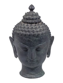 18TH C. THAI BRONZE BUDDHA HEAD