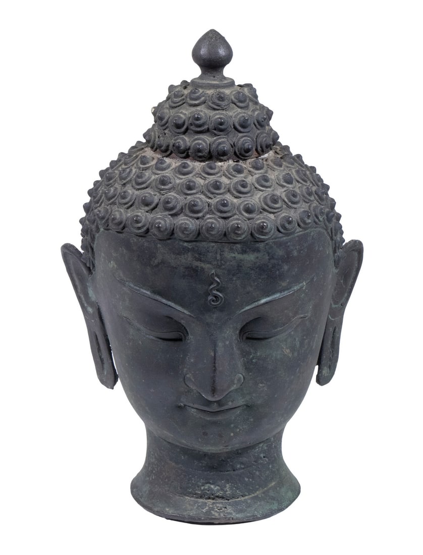 18TH C. THAI BRONZE BUDDHA HEAD (1 of 4)