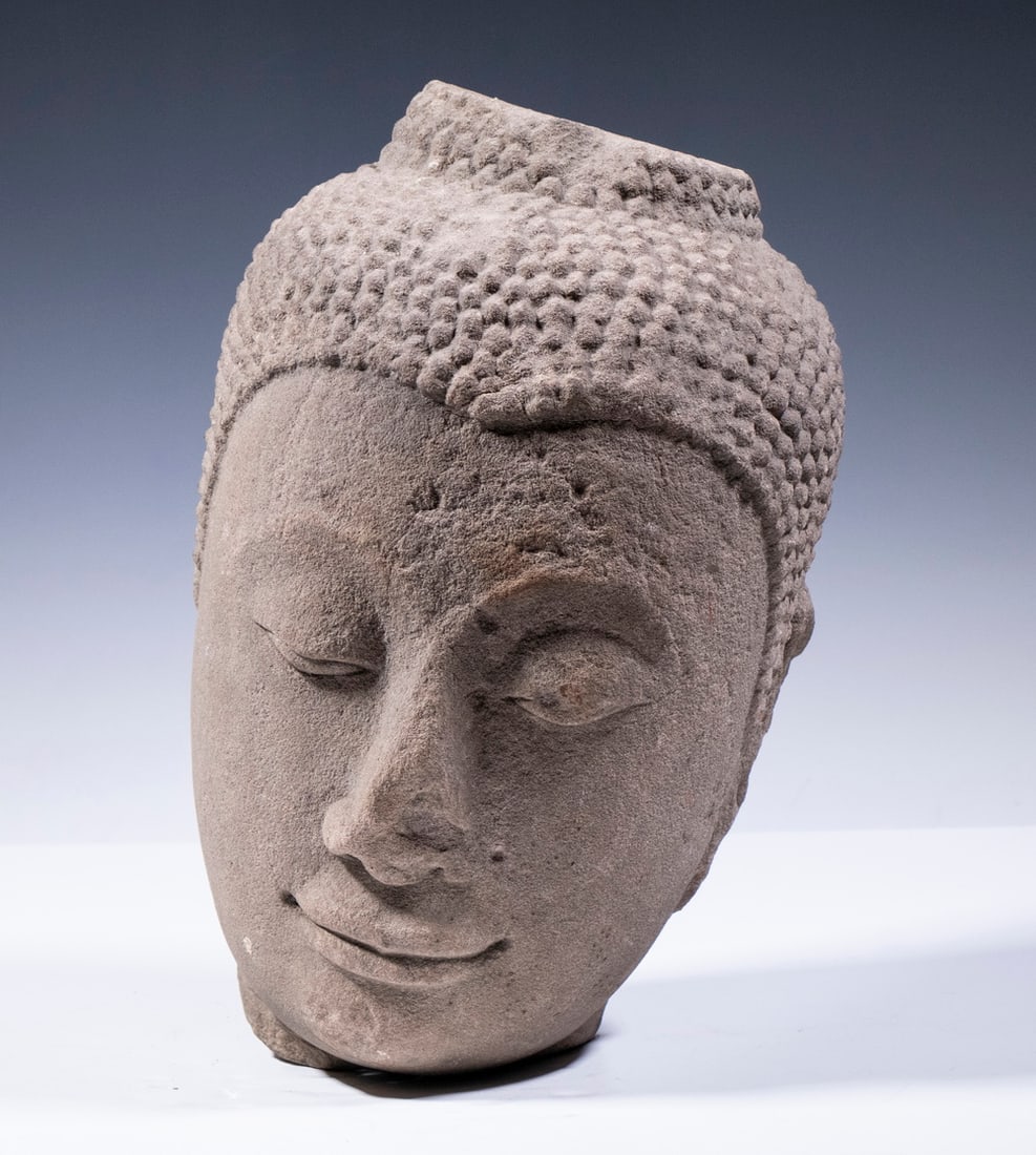 17TH C. THAI STONE HEAD OF BUDDHA (1 of 6)