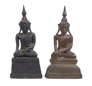 (2) BURMESE BRONZE BUDDHAS