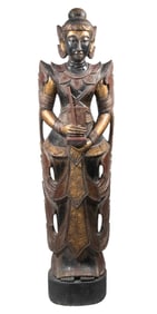 LATE 20TH C. BURMESE GILT LIFE-SIZED SCULPTURE OF SCRIBE