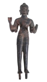 EARLY KHMER BRONZE ALTAR FIGURE