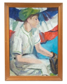 C. GLASS YOUNG BASEBALL PLAYER PORTRAIT