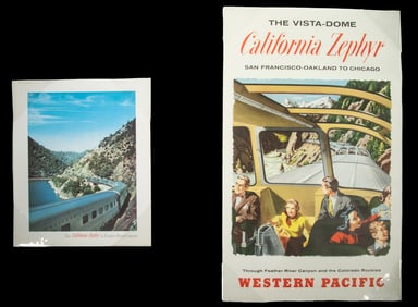 (2) 1950'S CALIFORNIA ZEPHYR WESTERN PACIFIC RAILROAD POSTERS, UNFRAMED