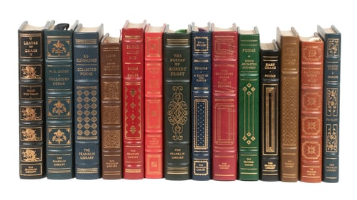 (14) FRANKLIN MINT LEATHERBOUND BOOKS, POETRY, LIKE NEW